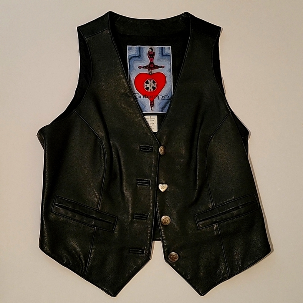Contempo black leather vest